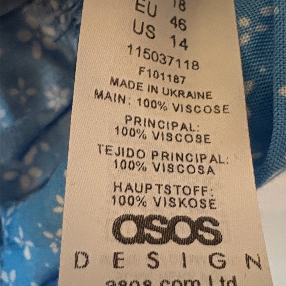 Asos Blue Floral Tie-Sleeve Wrap Crop Top - Picture 7 of 7